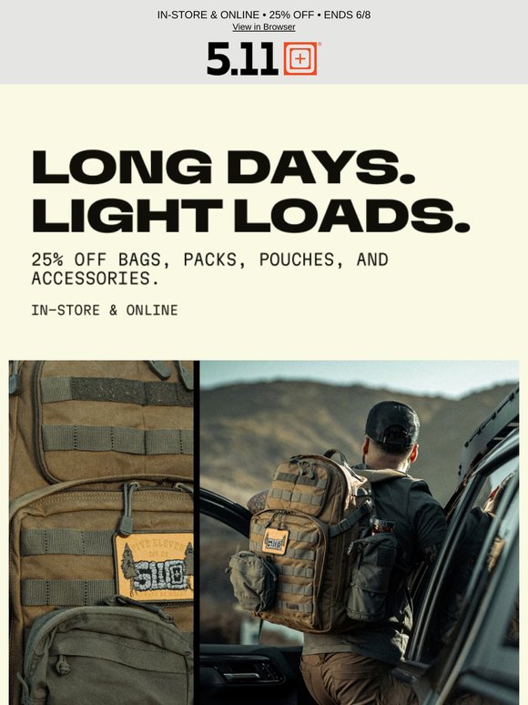 Pack accordingly — 25% off the gear that keeps up