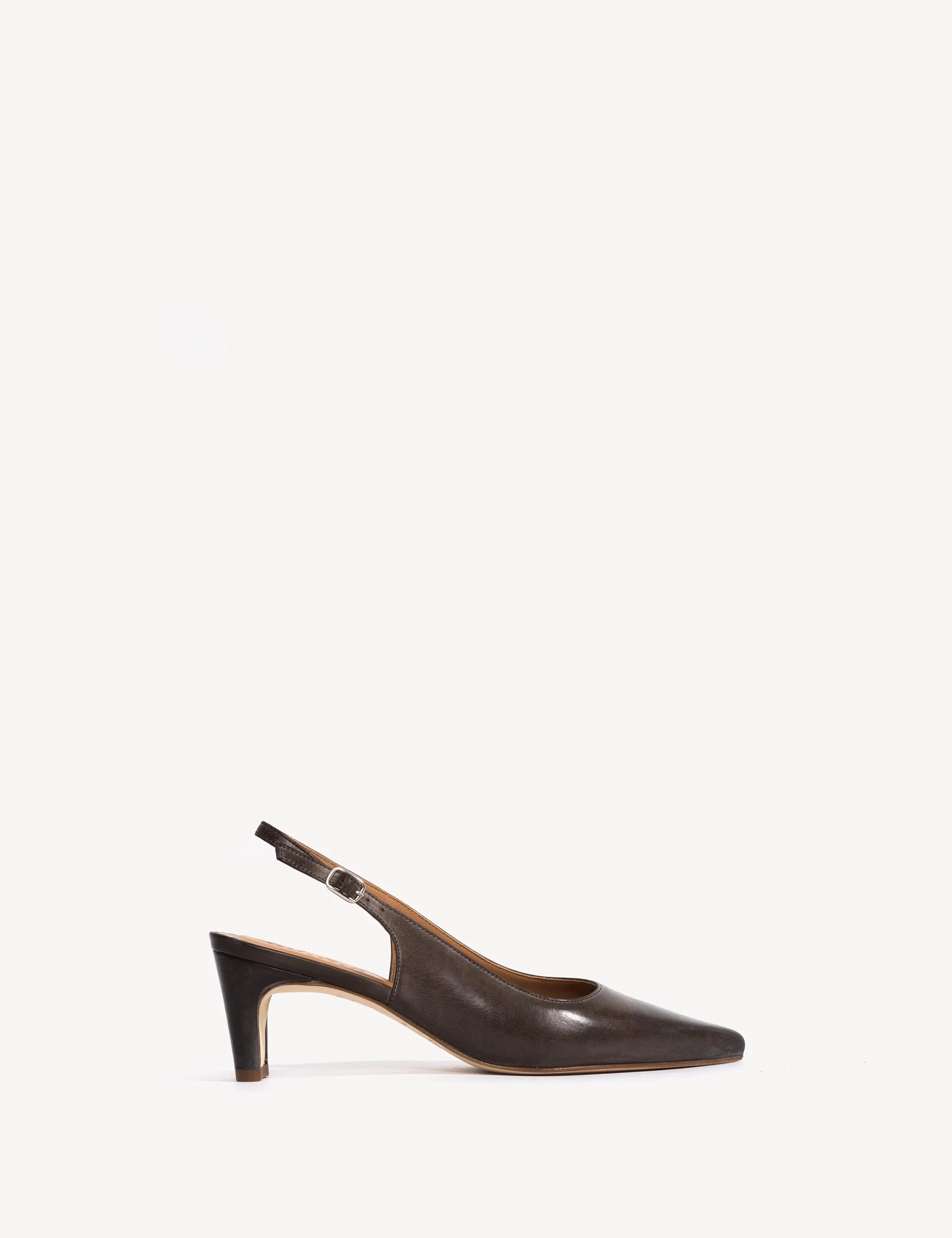 Image of Liz Slingback Pump In Dark Brown Escovado Leather