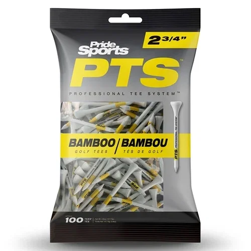 Pride PTS Bamboo 2 3/4 Yellow Golf Tees - 100 Bumper Pack