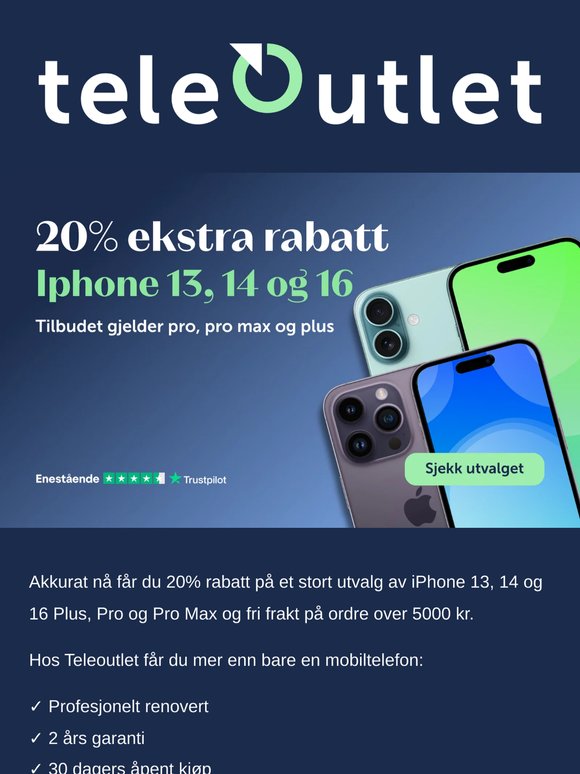 20 % rabatt på populære iPhone-modeller