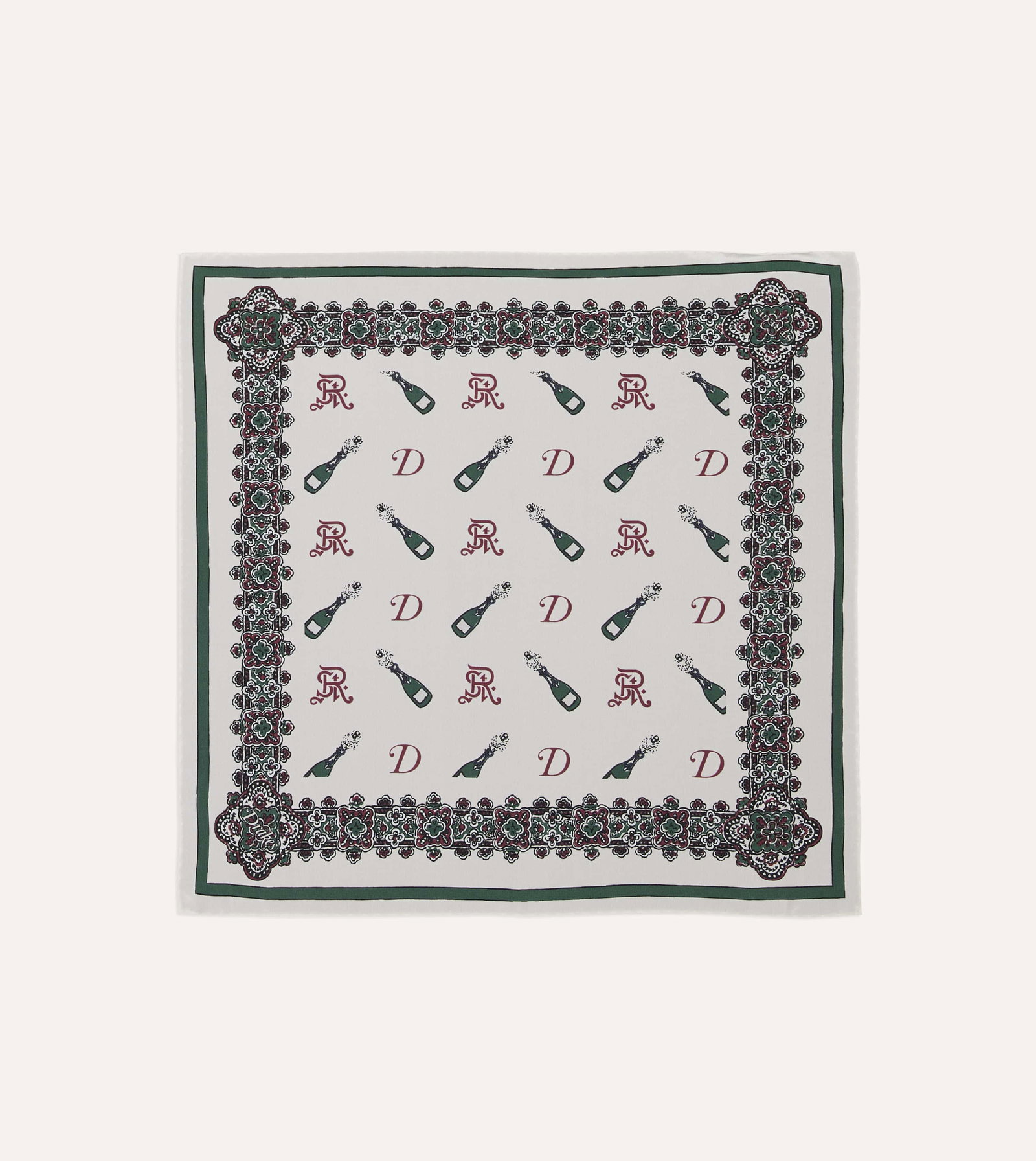 Image of Drake’s for St. Regis Champagne Print Silk Pocket Square