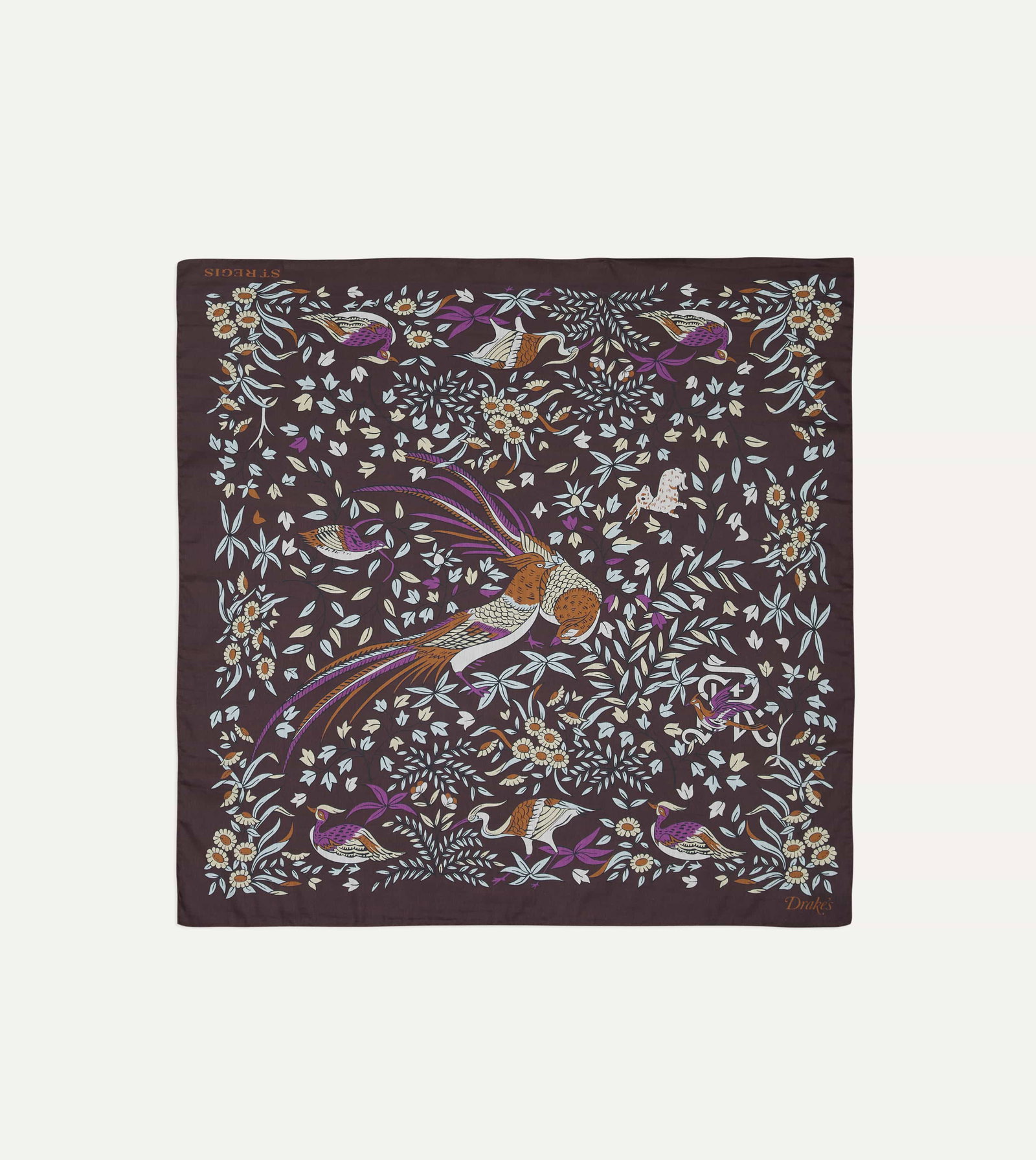 Image of Drake’s for St. Regis Birds of Paradise Print Cotton-Silk Bandana