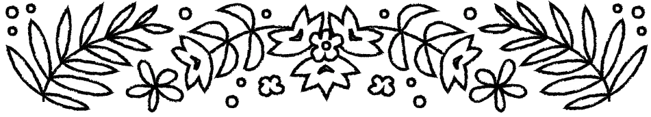 A decorative border of illustrated flowers and leaves