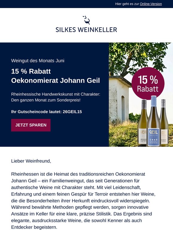 15 % Extra auf Weine von Johann Geil