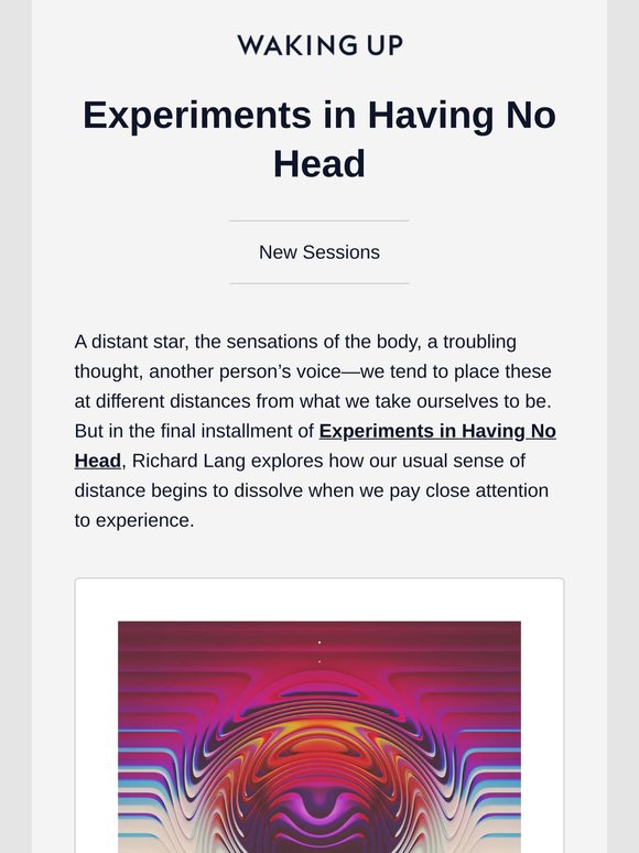New Sessions: Experiments in Having No Head, by Richard Lang