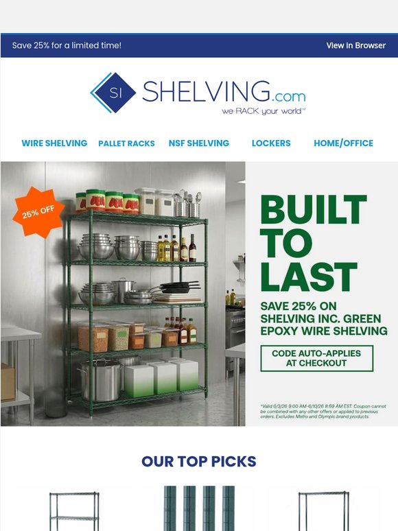 Rust-Resistant Shelving Now 25% OFF 🚨