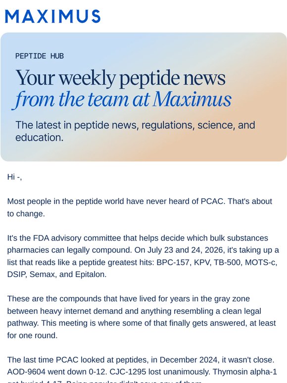 The July meeting that could change peptide compounding forever