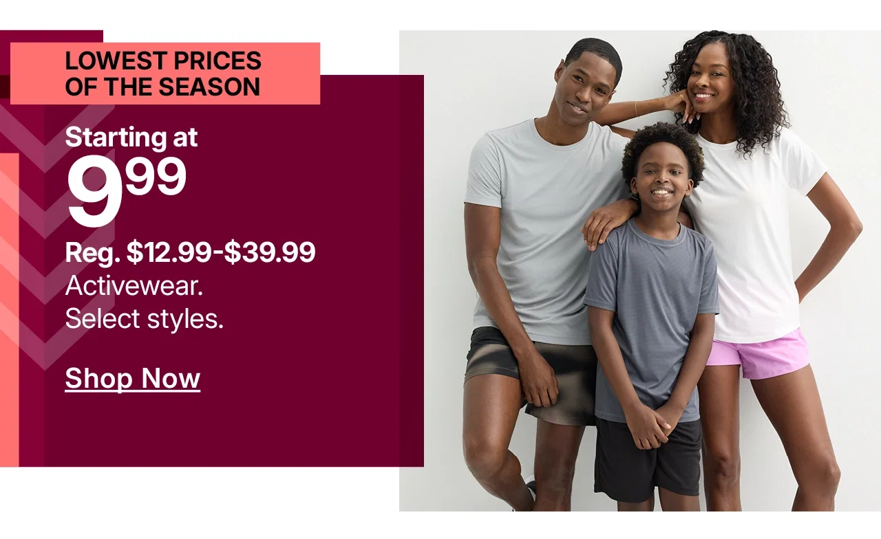starting at $9.99 activewear