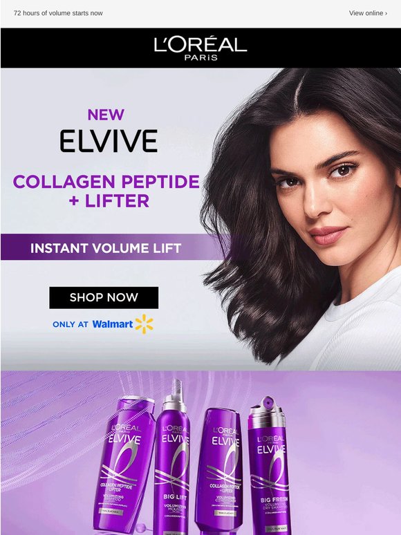 Get 2x volume lift: NEW Elvive Collagen Peptide + Lifter 💜
