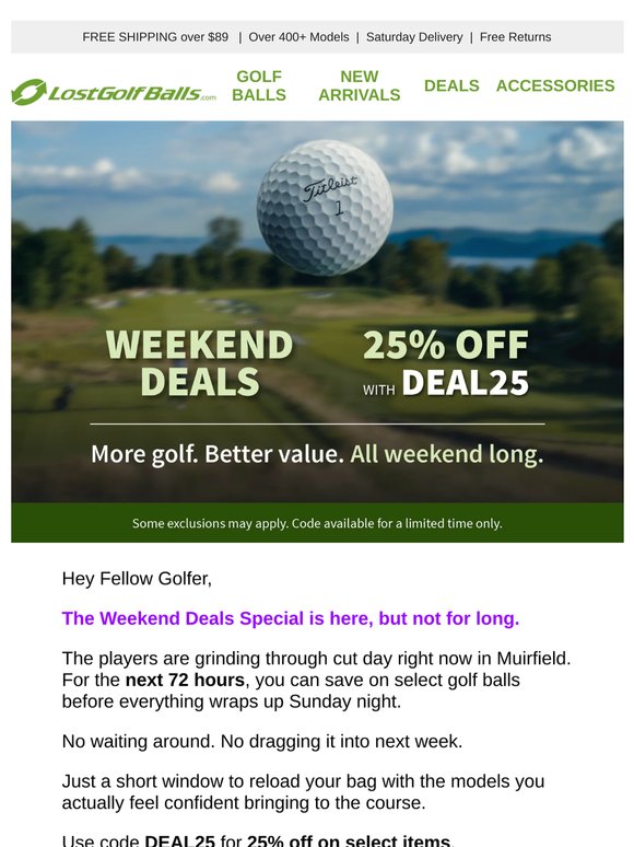 72 Hours of Golf Savings