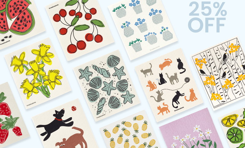 25% OFF Reusable Swedish Dishcloths. 