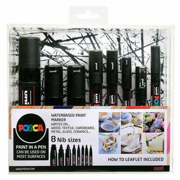 Posca Marker Black Multi Nib Set of 8