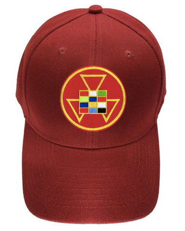 High Priest Masonic Baseball Cap - Red Hat - Colorful High Priest Masonic Symbol - One Size Fits Most. Freemason Merchandise, Clothing and Apparel