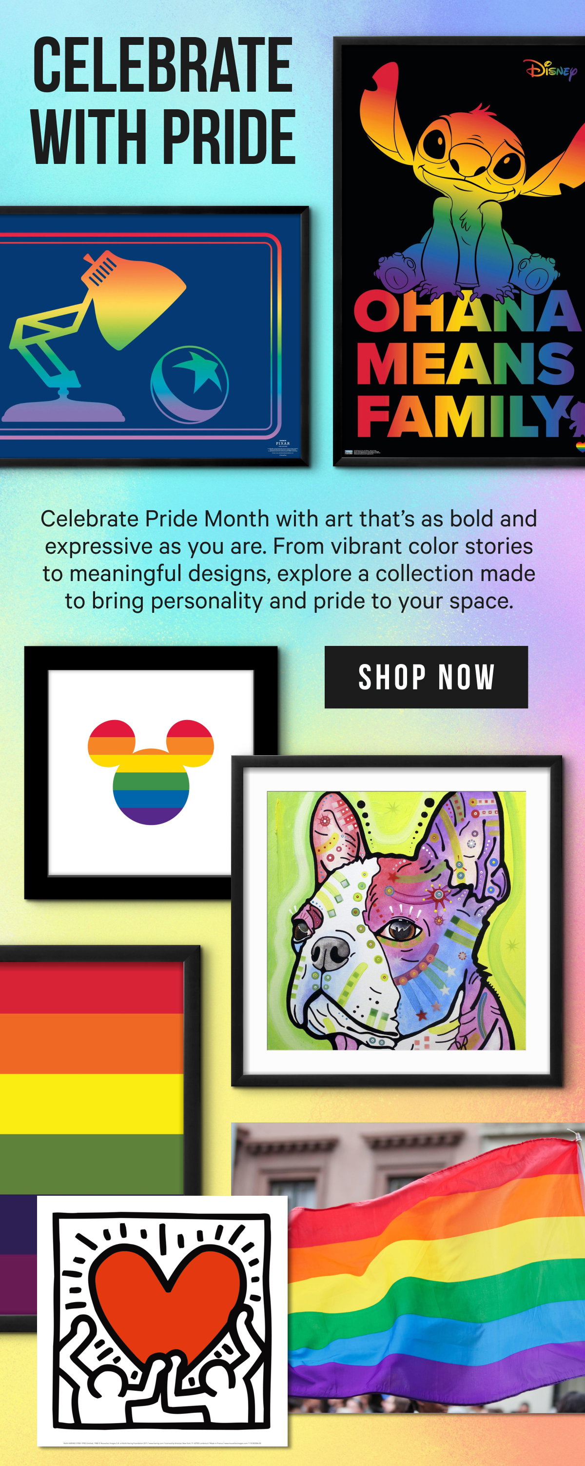 Celebrate with Pride: Celebrate Pride Month with art that’s as bold and expressive as you are. From vibrant color stories to meaningful designs, explore a collection made to bring personality and pride to your space. 