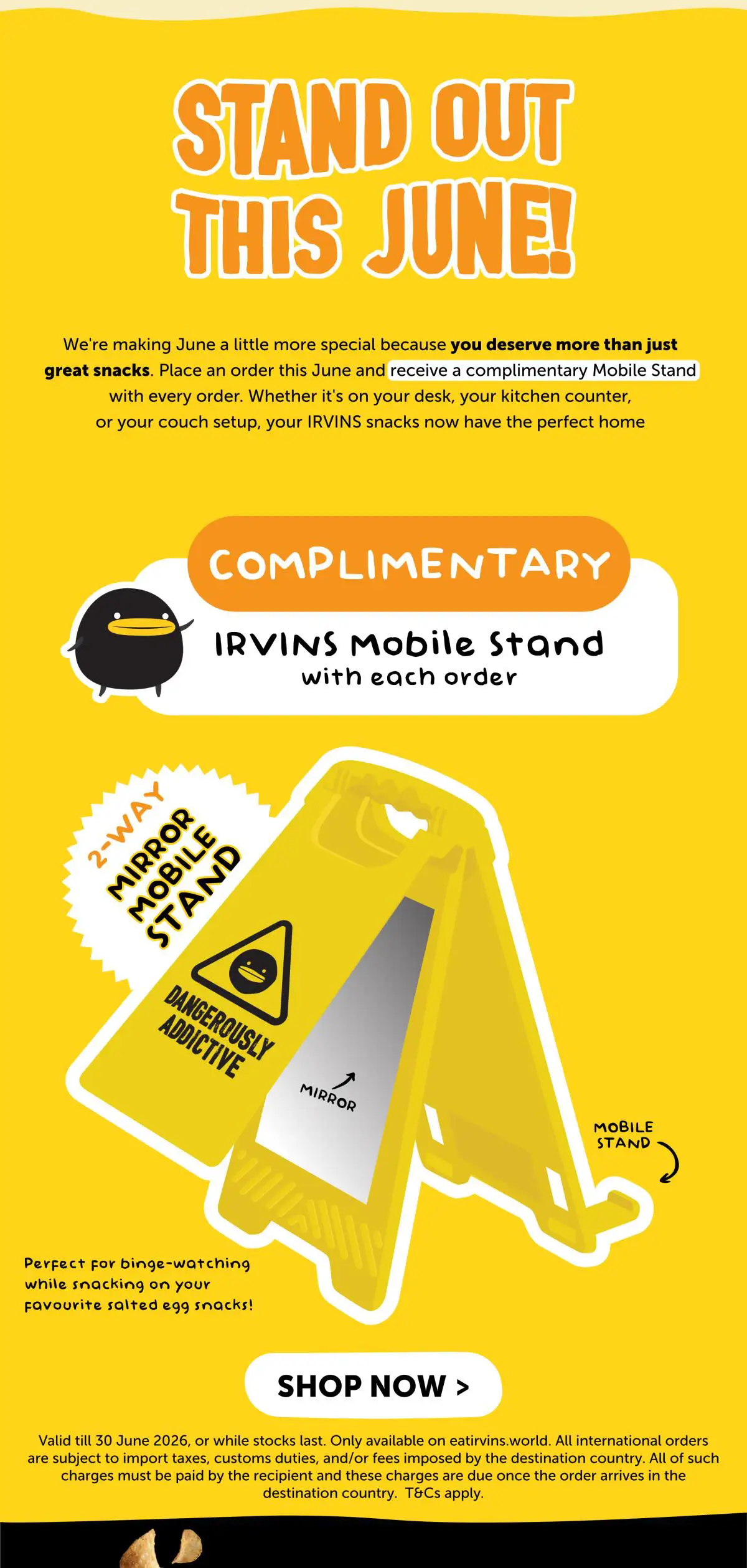Complimentary IRVINS Mobile Stand with each order!
