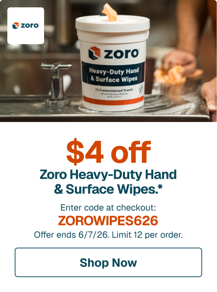 $4 off Zoro Heavy-Duty Hand & Surface Wipes.* Enter code at checkout: ZOROWIPES626