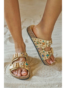 AZALEA WANG BAYLEAVES GOLD EMBELLISHED SANDAL
