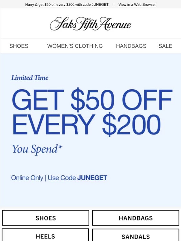 Limited time: Get $50 off every $200 you spend + Discover markdowns on select Crossbody Bags