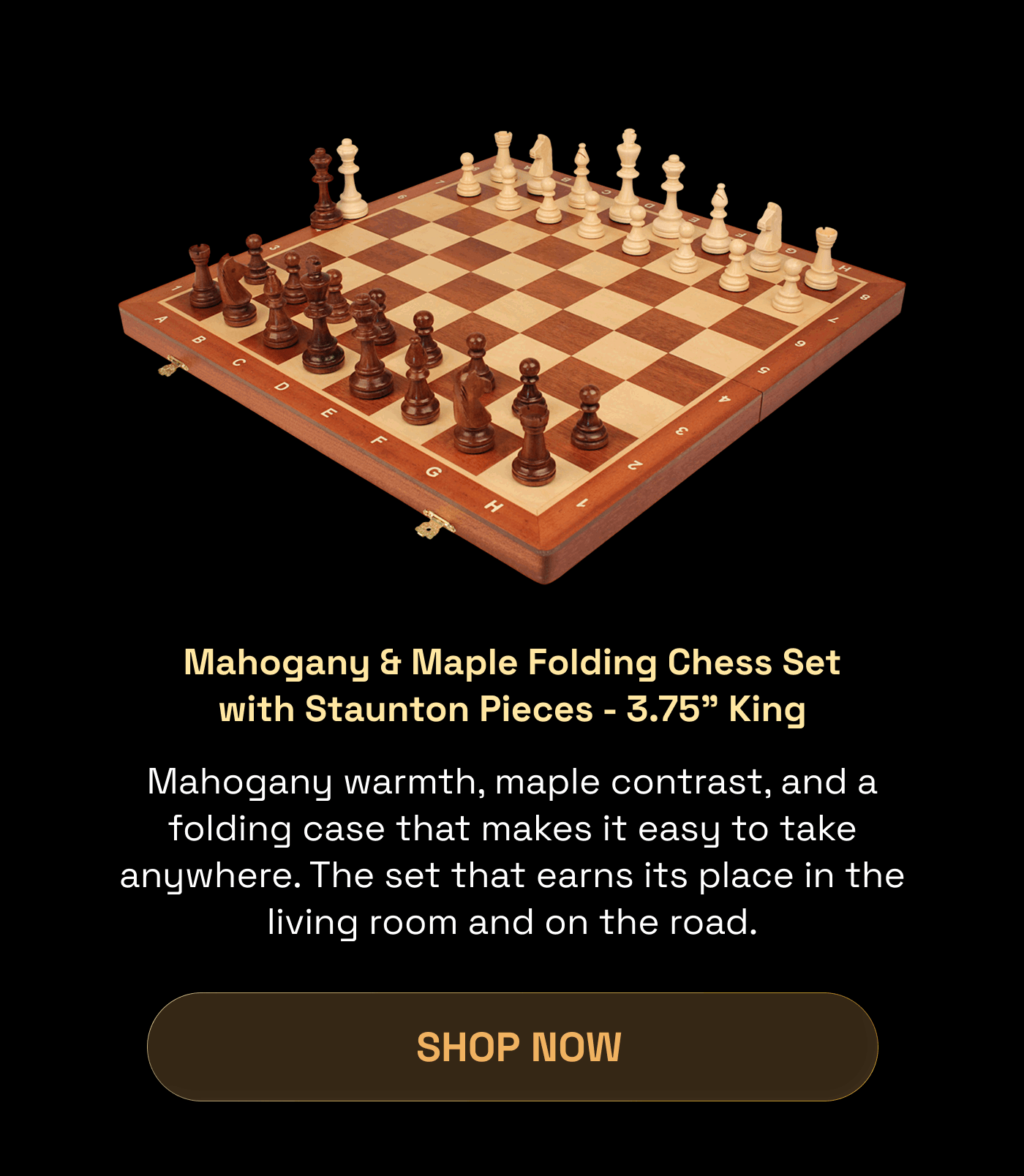 Mahogany and Maple Folding Chess Set