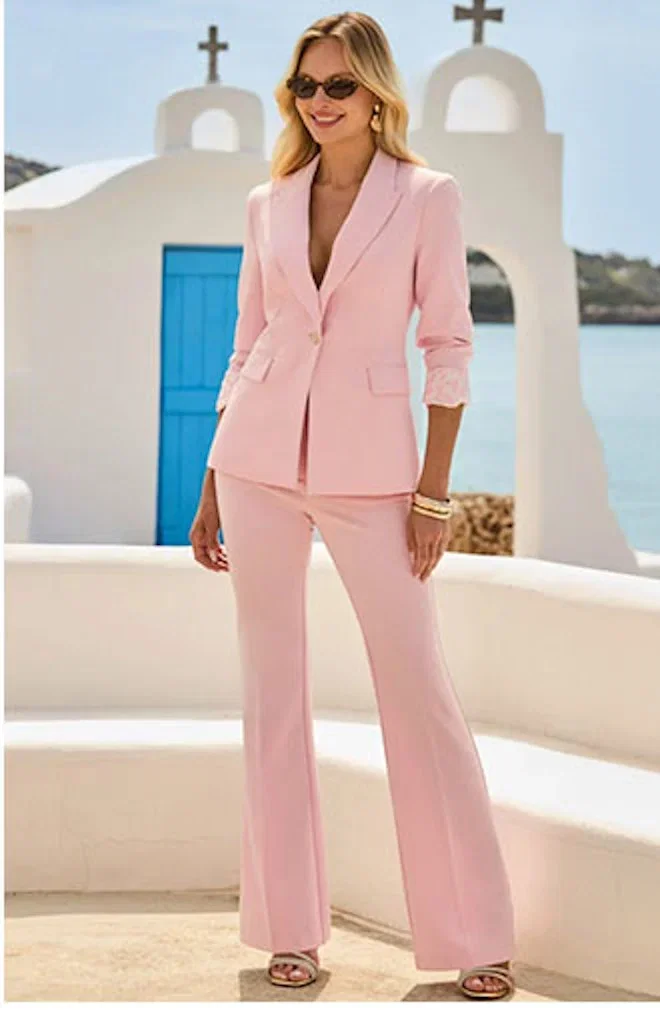 Pale Pink Leopard Print Lining Blazer