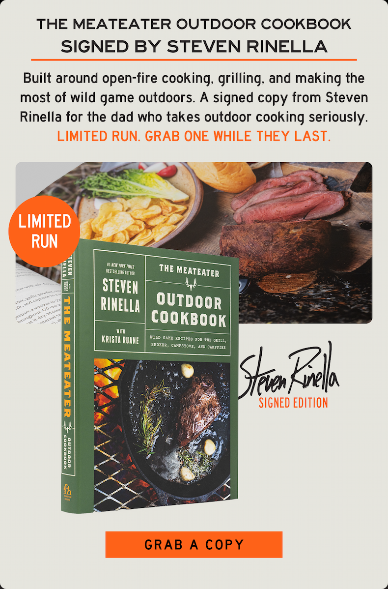 The MeatEater Outdoor cookbook signe by Steven Rinella
