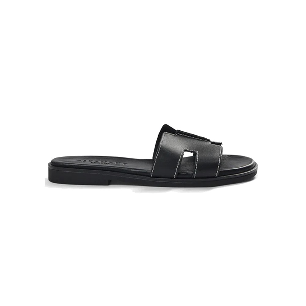 Image of Pam Leather Slip On Sandal - Black
