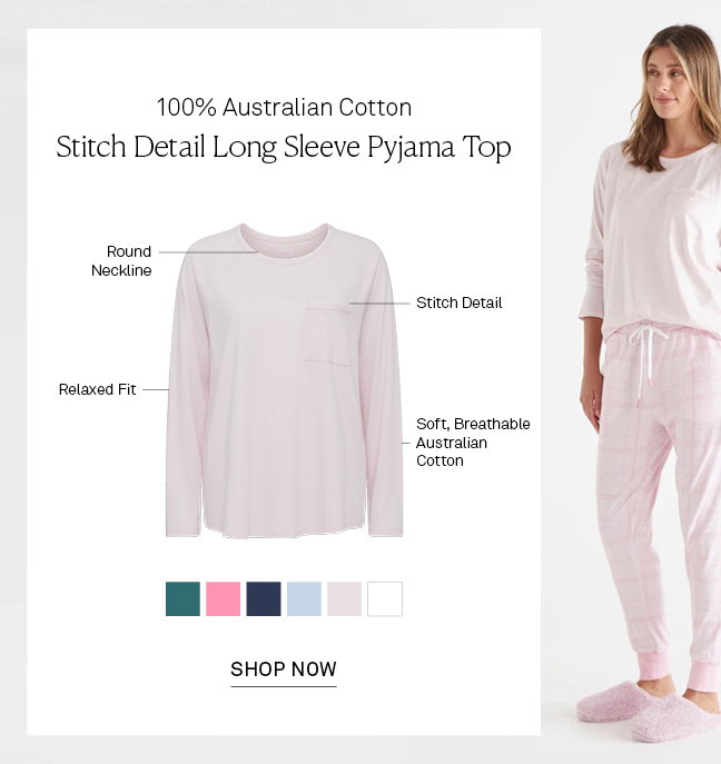 Stitch Detail Long Sleeve Pyjama Top
