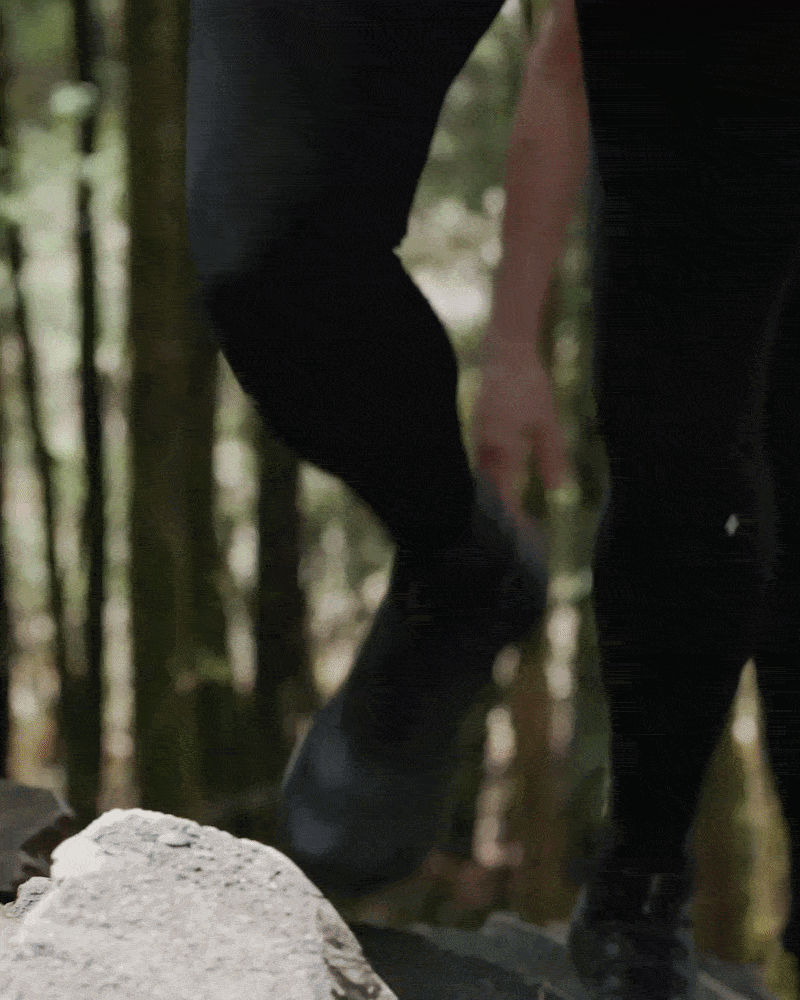Gif: hiking uphill in supportive apparel