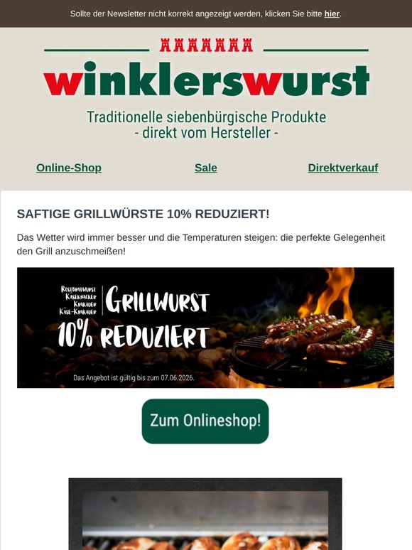 Saftige Grillwürste 10% reduziert!