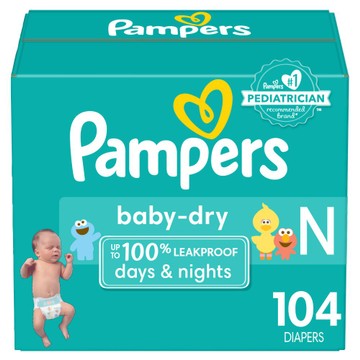 Pampers Baby Dry Diapers Super Pack - NewBorn - 104ct