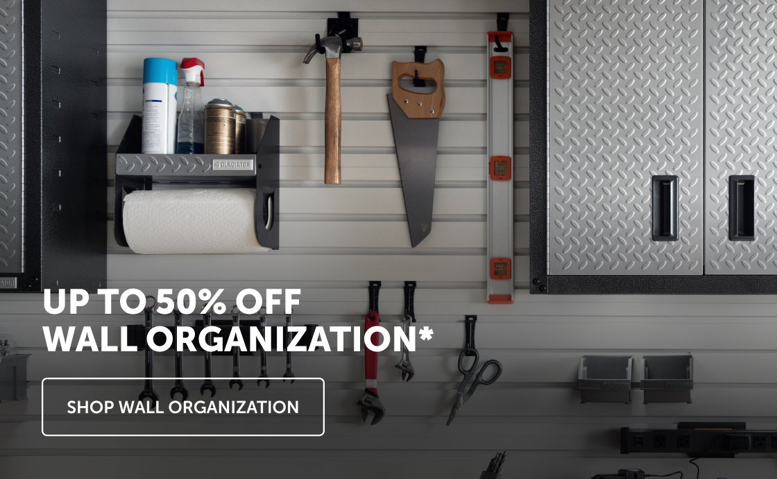 A Gladiator® wall cabinet in a garage
