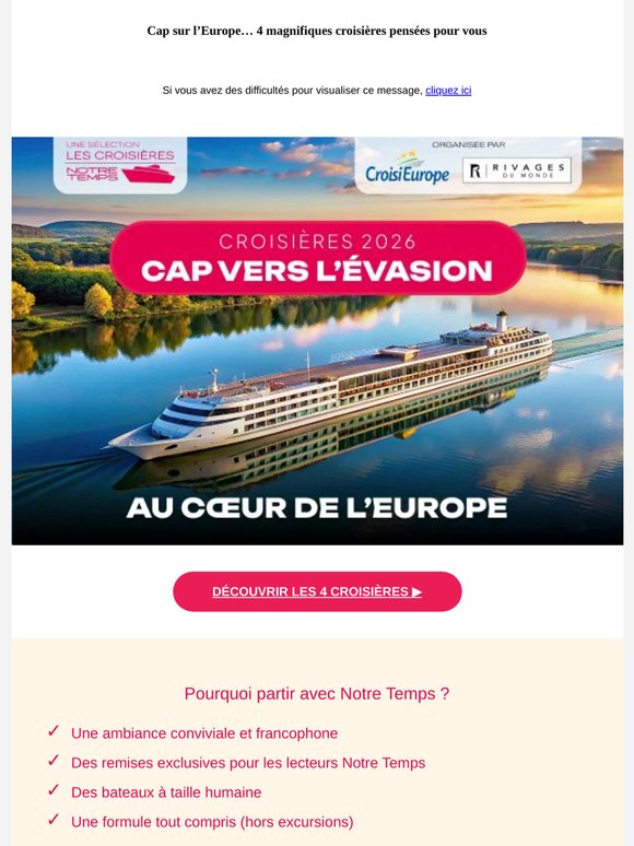 🚢 L’Europe en croisière… vos avantages exclusifs !  [avec CroisiEurope & Rivages du Monde]