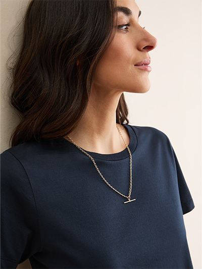 Women's Cotton Crew Neck T-Shirt in Navy Blue