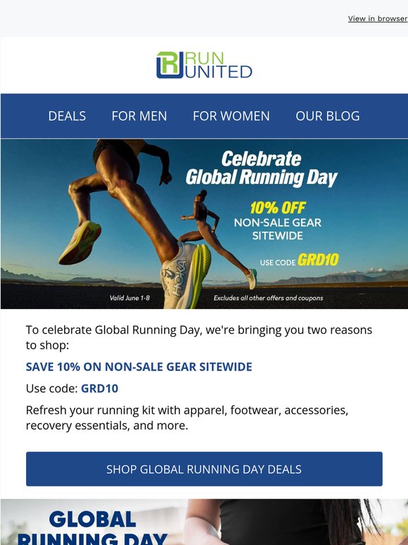 Celebrate Global Running Day with 10% OFF Sitewide