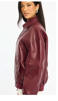 Red Bomber Jacket Faux Leather