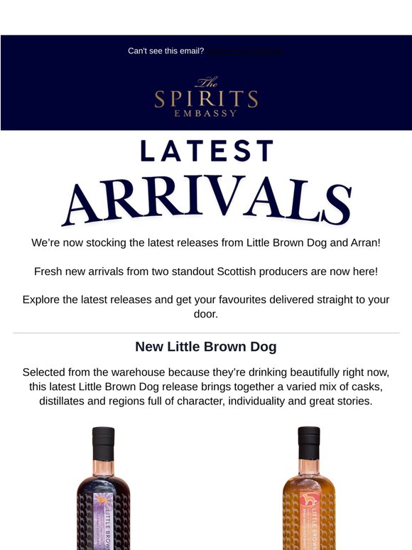 New Arrivals: Little Brown Dog & Arran Whiskies