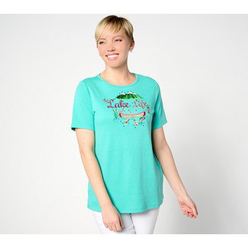 Quacker Factory Festive Summer Short Sleeve Top