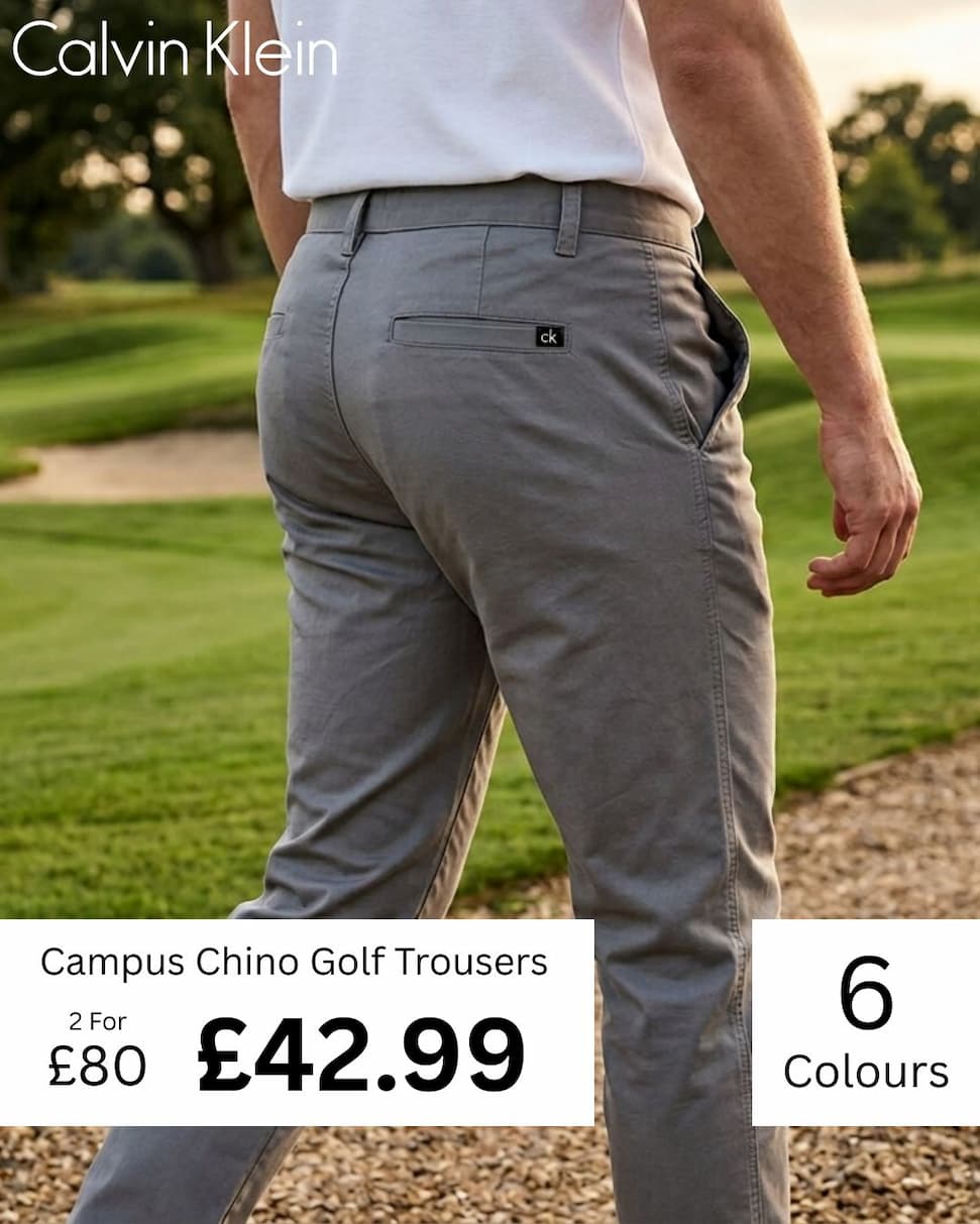 Calvin Klein Mens 2026 Campus Chino Wicking Stretch Trousers