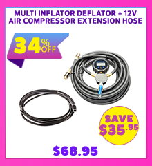 Multi Inflator Deflator + 12v Air Compressor Extension Hose