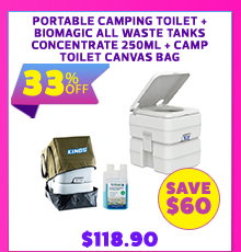 Portable Camping Toilet + BioMagic All Waste Tanks Concentrate 250ml + Camp Toilet Canvas Bag