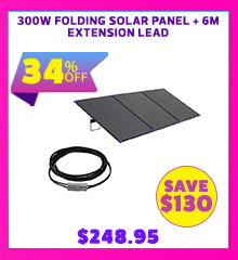 300W Folding Solar Panel + 6m Extension Lead