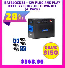 BatBlock25 - 12V Plug and Play Battery Box + Tie-Down Kit (4-Pack)