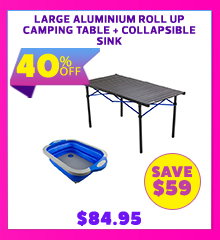 Large Aluminium Roll Up Camping Table + Collapsible Sink