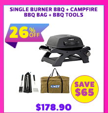 Single Burner BBQ + Campfire BBQ Bag + BBQ Tools
