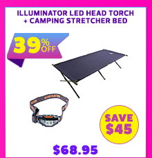 Illuminator LED Head Torch + Camping Stretcher Bed