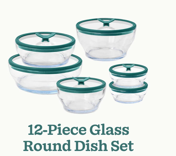 12-Piece Glass Round Dish Set