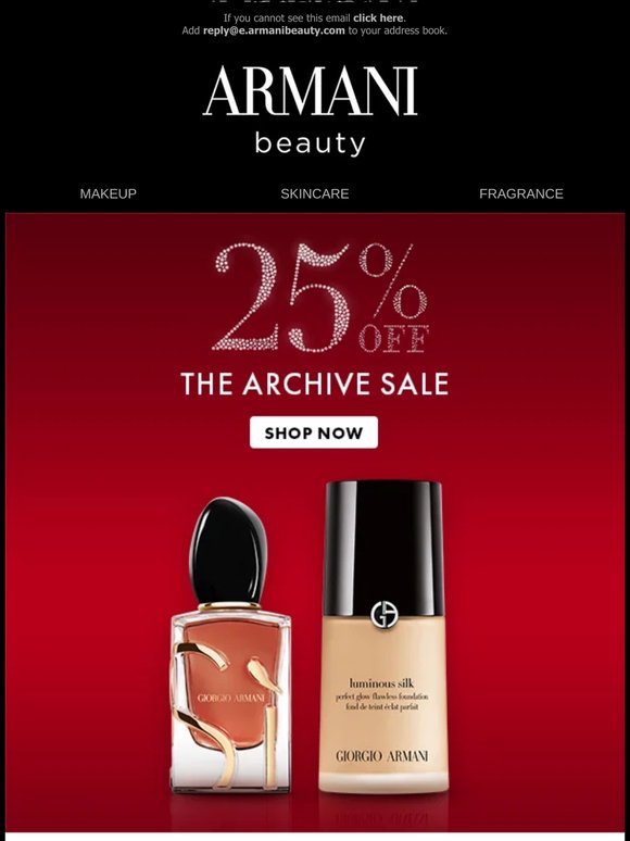Your Invitation: 25% Off* The Armani Archive Sale