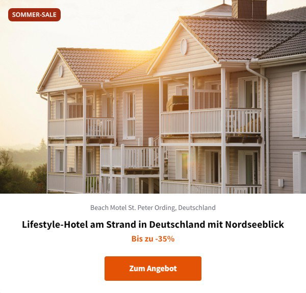 Lifestyle-Hotel am Strand in Deutschland mit Nordseeblick