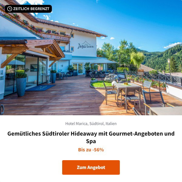 Gemütliches Südtiroler Hideaway mit Gourmet-Angeboten und Spa