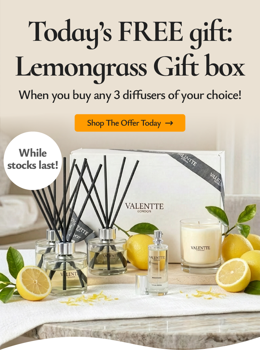 Today’s FREE gift: Lemongrass Gift box with any 3 diffusers - you choose!